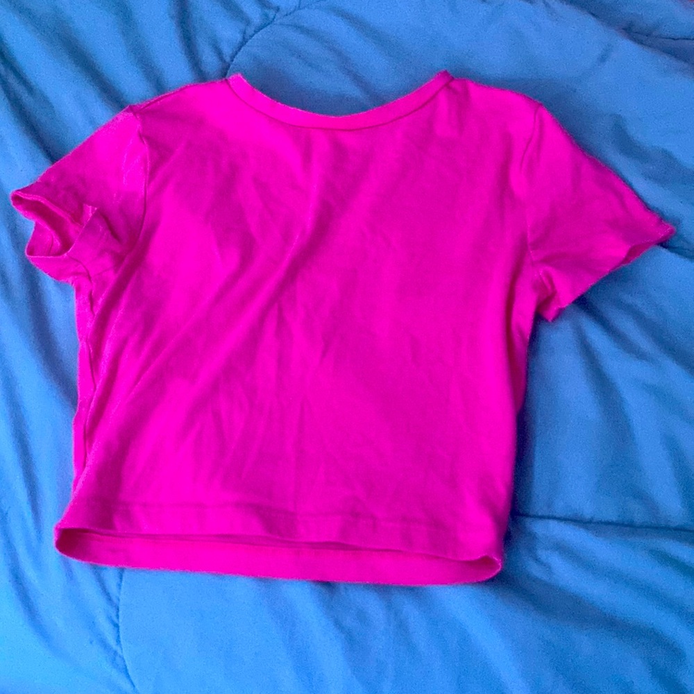 cropped hot pink shirt